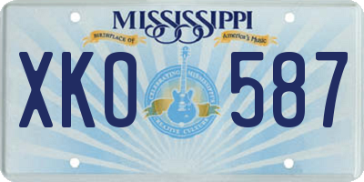 MS license plate XKO587