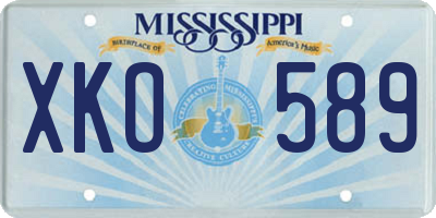 MS license plate XKO589