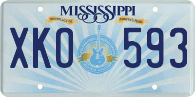 MS license plate XKO593
