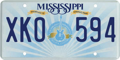 MS license plate XKO594