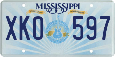MS license plate XKO597