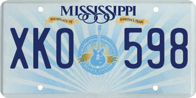 MS license plate XKO598