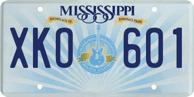 MS license plate XKO601