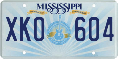 MS license plate XKO604