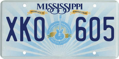 MS license plate XKO605