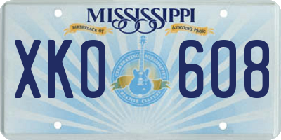 MS license plate XKO608