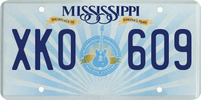 MS license plate XKO609