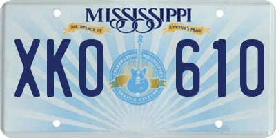 MS license plate XKO610