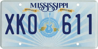 MS license plate XKO611