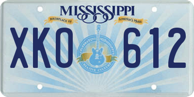 MS license plate XKO612