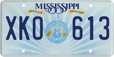 MS license plate XKO613