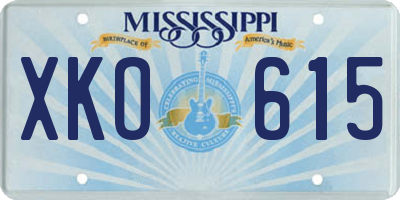 MS license plate XKO615