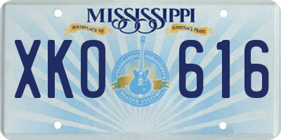 MS license plate XKO616