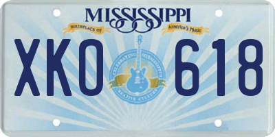 MS license plate XKO618