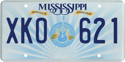 MS license plate XKO621