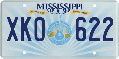 MS license plate XKO622