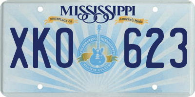 MS license plate XKO623
