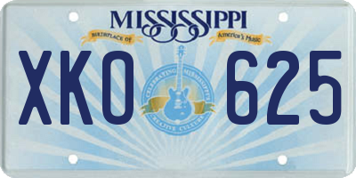 MS license plate XKO625