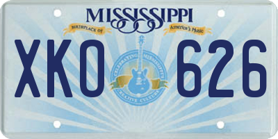 MS license plate XKO626