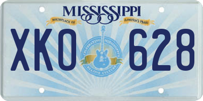 MS license plate XKO628