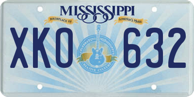 MS license plate XKO632