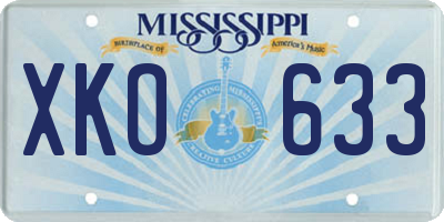 MS license plate XKO633