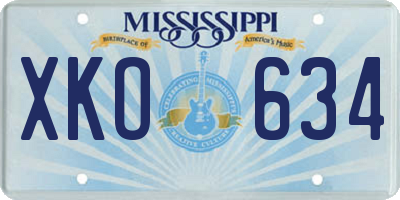 MS license plate XKO634