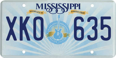 MS license plate XKO635