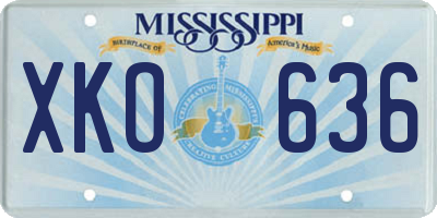 MS license plate XKO636