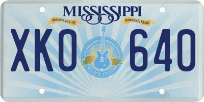 MS license plate XKO640