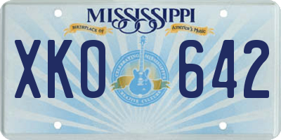 MS license plate XKO642