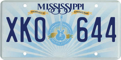 MS license plate XKO644