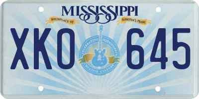 MS license plate XKO645