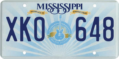 MS license plate XKO648