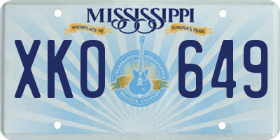 MS license plate XKO649