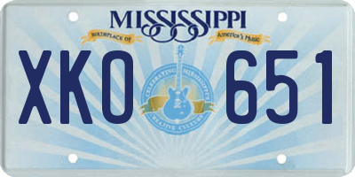 MS license plate XKO651