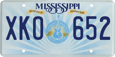 MS license plate XKO652