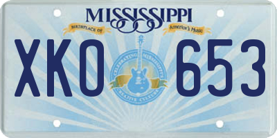 MS license plate XKO653