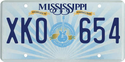 MS license plate XKO654