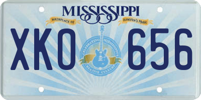 MS license plate XKO656