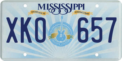 MS license plate XKO657