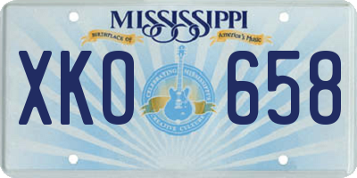 MS license plate XKO658