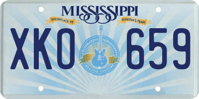 MS license plate XKO659