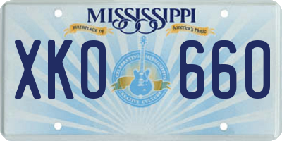 MS license plate XKO660