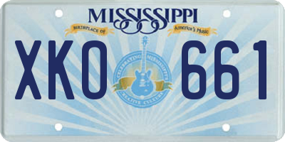 MS license plate XKO661
