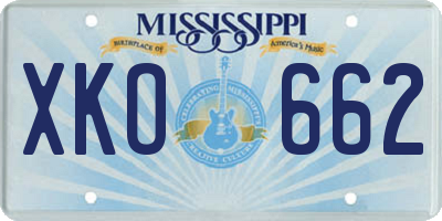 MS license plate XKO662