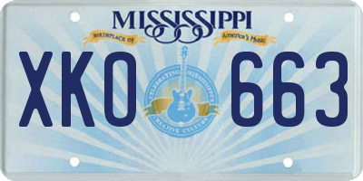 MS license plate XKO663