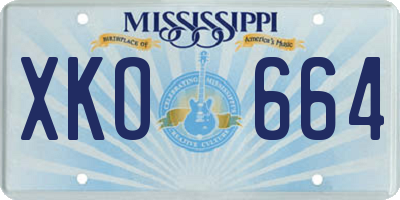 MS license plate XKO664
