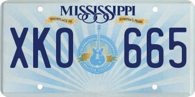 MS license plate XKO665