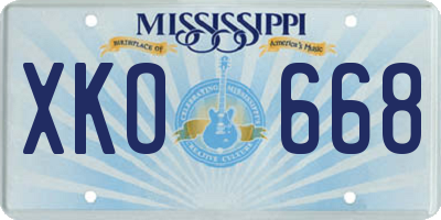 MS license plate XKO668